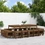 Set de comedor de jardín 17 pzas madera maciza pino marrón miel de , Conjuntos de jardín - Ref: Foro24-3157730, Precio: 865,4...