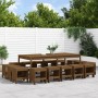 Set de comedor de jardín 17 pzas madera maciza pino marrón miel de , Conjuntos de jardín - Ref: Foro24-3157730, Precio: 876,3...