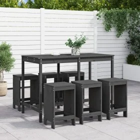 7-piece gray pine wood garden table and high stools set by , Garden sets - Ref: Foro24-3157753, Price: 484,65 €, Discount: %
