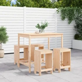 Gartentisch- und Hochhocker-Set, 5-teilig, aus massivem Kiefernholz von , Gartensets - Ref: Foro24-3157745, Preis: 283,37 €, ...