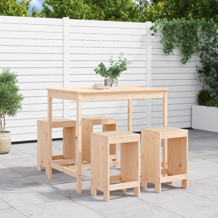 Set de mesa y taburetes altos jardín 5 pzas madera maciza pino de , Conjuntos de jardín - Ref: Foro24-3157745, Precio: 287,07...
