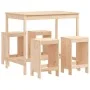 Gartentisch- und Hochhocker-Set, 5-teilig, aus massivem Kiefernholz von , Gartensets - Ref: Foro24-3157745, Preis: 283,35 €, ...