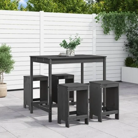 5-piece gray pine wood garden table and high stools set by , Garden sets - Ref: Foro24-3157747, Price: 334,38 €, Discount: %