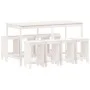 Garden table and high stools 9 pcs solid white pine wood by , Garden sets - Ref: Foro24-3157758, Price: 620,68 €, Discount: %