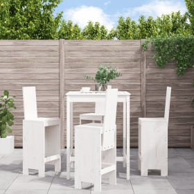 5-teiliges Set mit Gartentisch und hohen Hockern aus weißem Kiefernholz von , Gartensets - Ref: Foro24-3157770, Preis: 380,80...