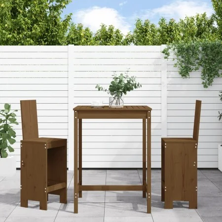 Garden table and high stools 3 pieces honey brown pine wood by , Garden sets - Ref: Foro24-3157766, Price: 239,89 €, Discount: %