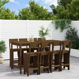 Garden table and high stools 9 pcs honey brown pine wood by , Garden sets - Ref: Foro24-3157820, Price: 695,46 €, Discount: %