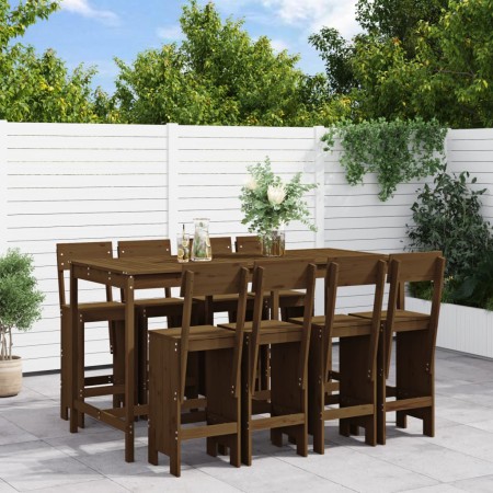 Gartentisch und hohe Hocker, 9 Stück, honigbraunes Kiefernholz von , Gartensets - Ref: Foro24-3157820, Preis: 705,70 €, Rabat...