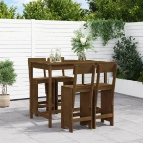 High garden table and stools 5 pieces honey brown pine wood by , Garden sets - Ref: Foro24-3157808, Price: 372,33 €, Discount: %
