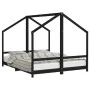 Kinderbettgestell aus schwarzem Kiefernholz, 2 x (80 x 200) cm von , Kinderbetten und Betten für Kinder - Ref: Foro24-3200588...