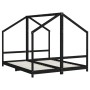 Kinderbettgestell aus schwarzem Kiefernholz, 2 x (80 x 200) cm von , Kinderbetten und Betten für Kinder - Ref: Foro24-3200588...