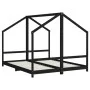Kinderbettgestell aus schwarzem Kiefernholz, 2 x (80 x 200) cm von , Kinderbetten und Betten für Kinder - Ref: Foro24-3200588...