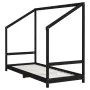 Kinderbettgestell aus schwarzem Kiefernholz, 2 x (80 x 200) cm von , Kinderbetten und Betten für Kinder - Ref: Foro24-3200588...