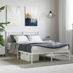 Bettgestell aus weißem Metall mit Kopfteil 160x200 cm von , Betten und Lattenroste - Ref: Foro24-355515, Preis: 103,18 €, Rab...