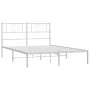 White metal bed frame with headboard 160x200 cm by , Beds and slatted bases - Ref: Foro24-355515, Price: 101,72 €, Discount: %