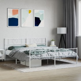 Estructura cama metal con cabecero y pie cama blanco 193x203 cm de , Camas y somieres - Ref: Foro24-355536, Precio: 131,82 €,...