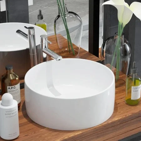Runde Spüle aus weißer Keramik 40x15 cm von vidaXL, Sinkt - Ref: Foro24-142342, Preis: 70,70 €, Rabatt: %