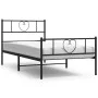 Bed frame with headboard and black metal footboard 75x190 cm by , Beds and slatted bases - Ref: Foro24-355471, Price: 67,12 €...
