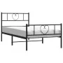 Bed frame with headboard and black metal footboard 75x190 cm by , Beds and slatted bases - Ref: Foro24-355471, Price: 67,12 €...