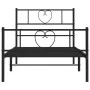 Bed frame with headboard and black metal footboard 75x190 cm by , Beds and slatted bases - Ref: Foro24-355471, Price: 67,12 €...
