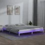 Bed frame with LED solid white wood 160x200 cm by , Beds and slatted bases - Ref: Foro24-820617, Price: 125,16 €, Discount: %