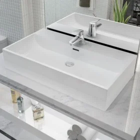 Keramikwaschbecken mit Hahnloch 76x42,5x14,5 cm weiß von vidaXL, Sinkt - Ref: Foro24-142348, Preis: 159,45 €, Rabatt: %