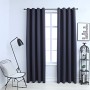 Cortinas opacas con anillas de metal 2 pzs antracita 140x225 cm