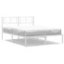 White metal bed frame with headboard 140x200 cm by , Beds and slatted bases - Ref: Foro24-372229, Price: 90,53 €, Discount: %