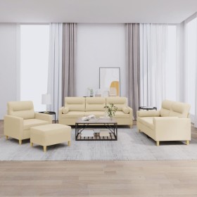 Juego de sofás con cojines 4 piezas tela crema de , Sofás - Ref: Foro24-3201562, Precio: 704,89 €, Descuento: %
