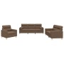 Juego de sofás con cojines 3 piezas tela marrón de , Sofás - Ref: Foro24-3201555, Precio: 628,81 €, Descuento: %