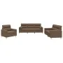 Sofa set with cushions 3 pieces brown fabric by , Sofas - Ref: Foro24-3201555, Price: 619,30 €, Discount: %