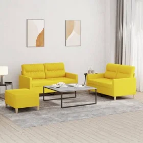 Sofa set with cushions 3 pieces light yellow fabric by , Sofas - Ref: Foro24-3201581, Price: 389,51 €, Discount: %