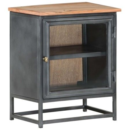 Mesita de noche de madera maciza de acacia gris 40x30x50 cm de vidaXL, Mesitas de noche - Ref: Foro24-323501, Precio: 85,49 €...