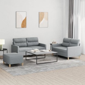 Sofa set with cushions 3 pieces light gray fabric by , Sofas - Ref: Foro24-3201576, Price: 458,78 €, Discount: %