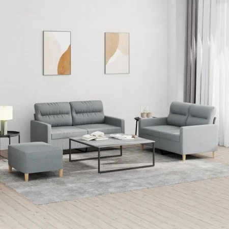 Sofa set with cushions 3 pieces light gray fabric by , Sofas - Ref: Foro24-3201576, Price: 465,69 €, Discount: %