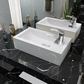 Lavabo con agujero grifo rectangular cerámica 46x25,5x12 blanco