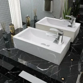 Rectangular ceramic sink with faucet hole 46x25.5x12 white by vidaXL, Sinks - Ref: Foro24-142343, Price: 67,34 €, Discount: %