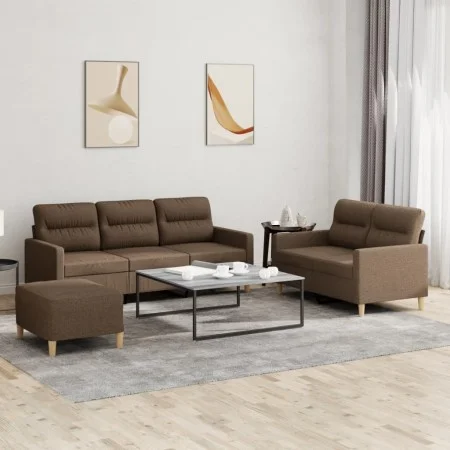 Sofa set with cushions 3 pieces brown fabric by , Sofas - Ref: Foro24-3201611, Price: 490,44 €, Discount: %
