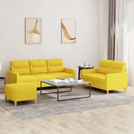 Sofa set with cushions 3 pieces light yellow fabric by , Sofas - Ref: Foro24-3201613, Price: 475,57 €, Discount: %