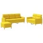 Sofa set with cushions 3 pieces light yellow fabric by , Sofas - Ref: Foro24-3201613, Price: 475,57 €, Discount: %