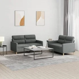 Sofa set with cushions 2 pieces dark gray fabric by , Sofas - Ref: Foro24-3201569, Price: 397,97 €, Discount: %