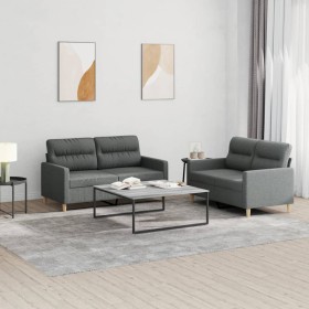 Sofagarnitur mit Kissen 2-teilig aus dunkelgrauem Stoff von , Sofas - Ref: Foro24-3201569, Preis: 390,85 €, Rabatt: %