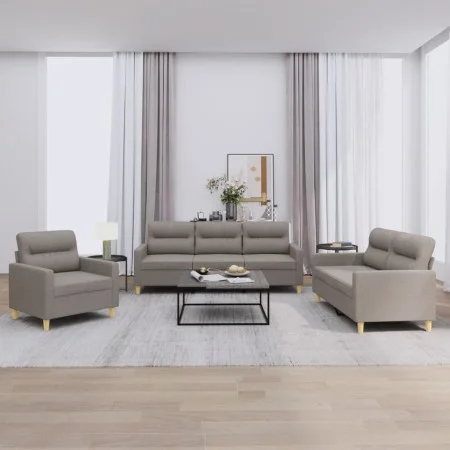 Sofa set with cushions 3 pieces taupe gray fabric by , Sofas - Ref: Foro24-3201543, Price: 631,77 €, Discount: %