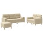 Sofa set with cushions 3 pieces cream fabric by , Sofas - Ref: Foro24-3201626, Price: 559,61 €, Discount: %