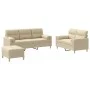 Sofa set with cushions 3 pieces cream fabric by , Sofas - Ref: Foro24-3201626, Price: 550,59 €, Discount: %