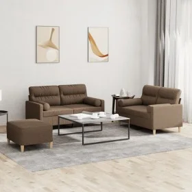 Sofa set with cushions 3 pieces brown fabric by , Sofas - Ref: Foro24-3201595, Price: 489,09 €, Discount: %
