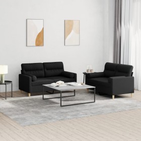 Sofa set with cushions 2 pieces black fabric by , Sofas - Ref: Foro24-3201588, Price: 430,41 €, Discount: %