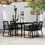 Juego de comedor de jardín 5 piezas negro