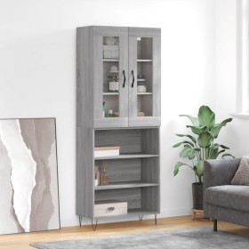 Aparador alto madera contrachapada gris sonoma 69,5x34x180 cm