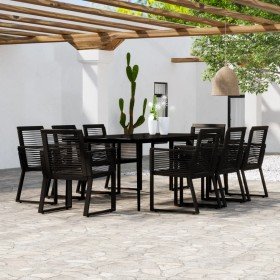 Juego de comedor de jardín 9 piezas negro